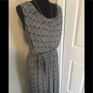 💐Elegant Belted Blk/Wht Maxi Dress Sz XL